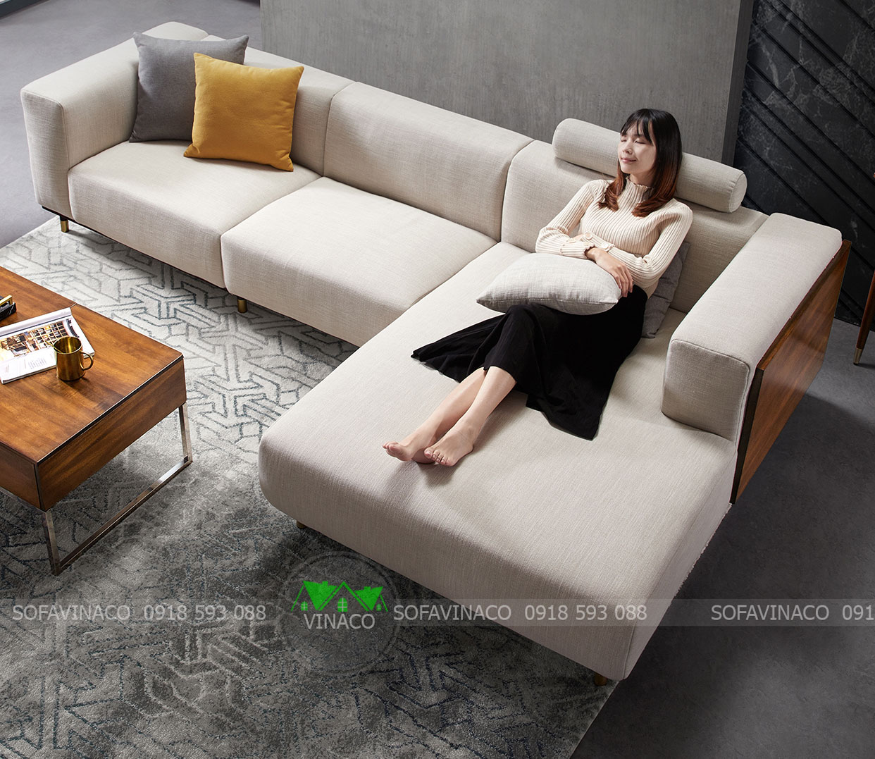 Bộ ghế sofa khung gỗ đặc biệt với đệm dày